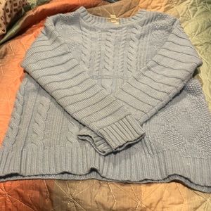 St Johns Bay - Size M - blue cableknit sweater